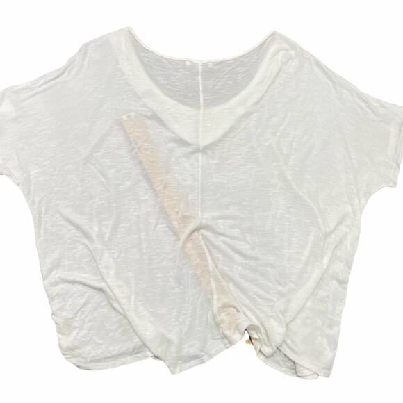 Mel & Mo Stretchy Semi Sheer White Top with Beaded Opalescent Neckline 2X - Picture 6 of 10